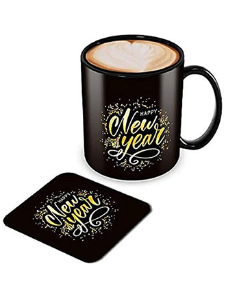 Happy new year mug with coaster
