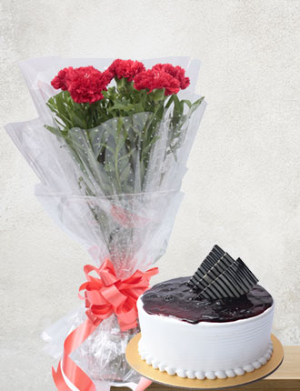 Red Elegance with Blueberry cheese cake